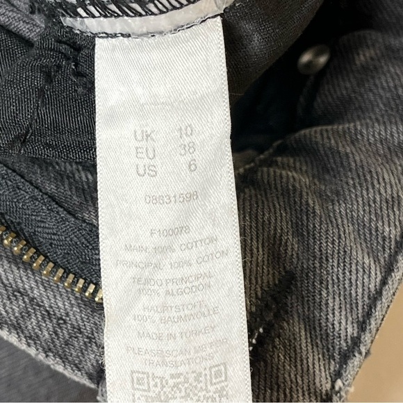 Asos Charcoal Mid Rise Denim Mini Skirt Distressed Frayed Raw Hem 100% Cotton - Picture 5 of 5